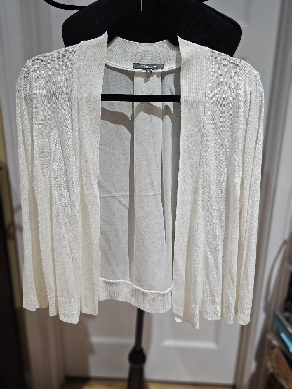 Rene Ruiz Open-Front Cream Knit Cardigan